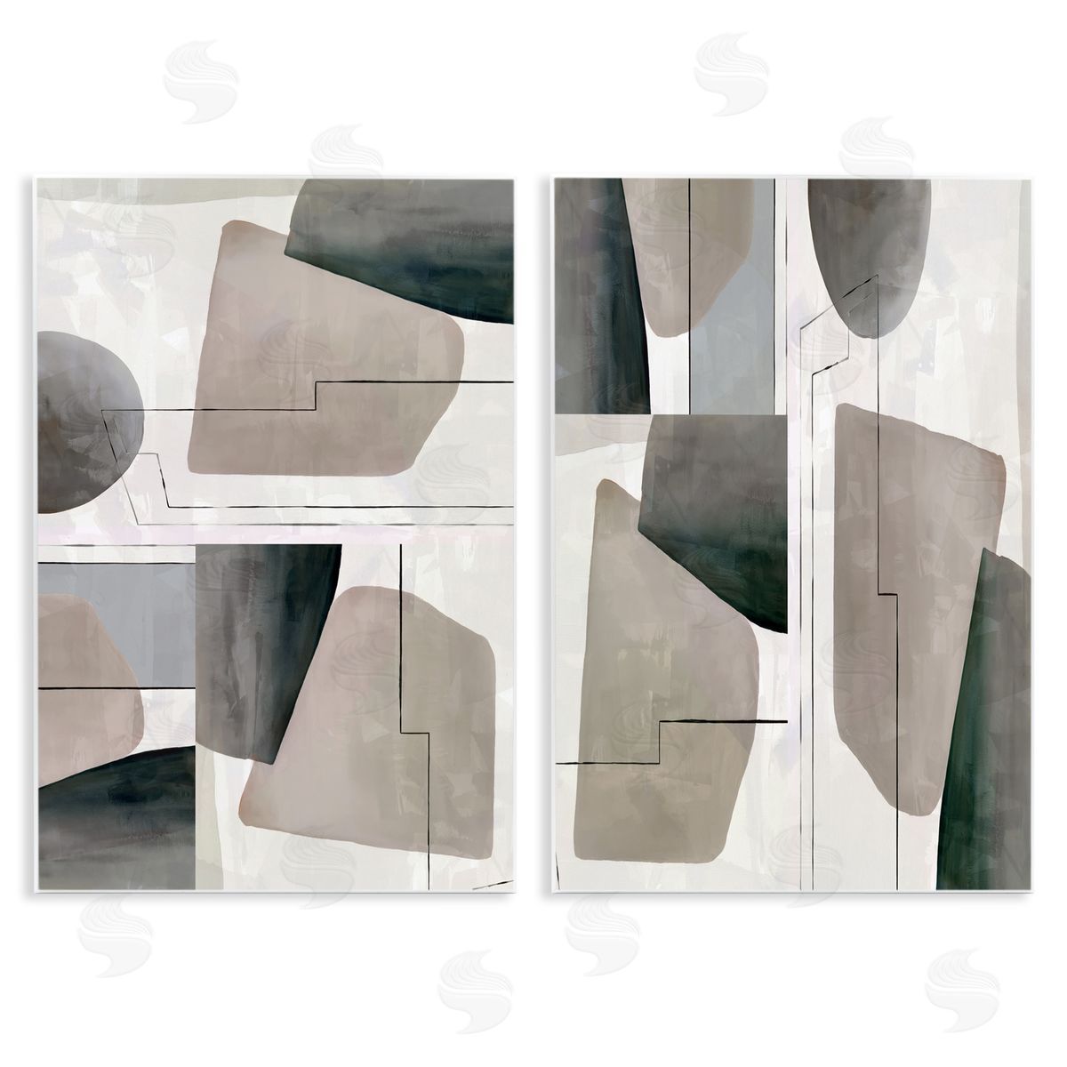 cartissi Earthy Geometric Shapes Canvas Wall Art Print