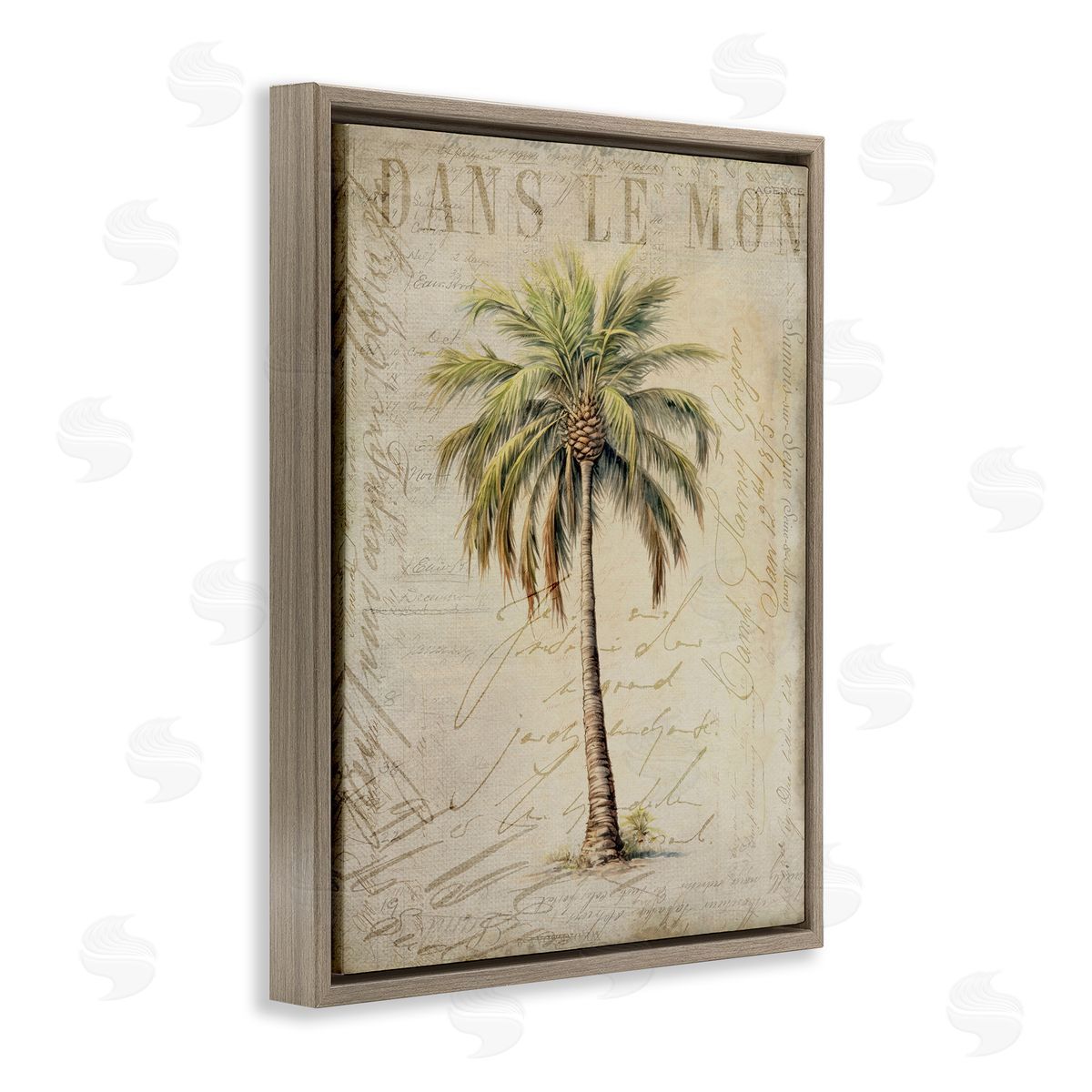 Andrea Haase Vintage Palm Tree Brown Floater Frame Canvas Artside_