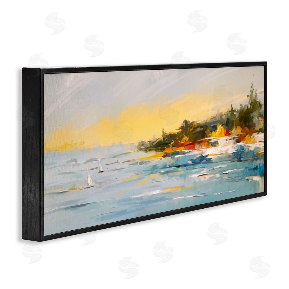 Ziwei Li Boats Ocean Scenery Black Framed Giclee Wall Art Print