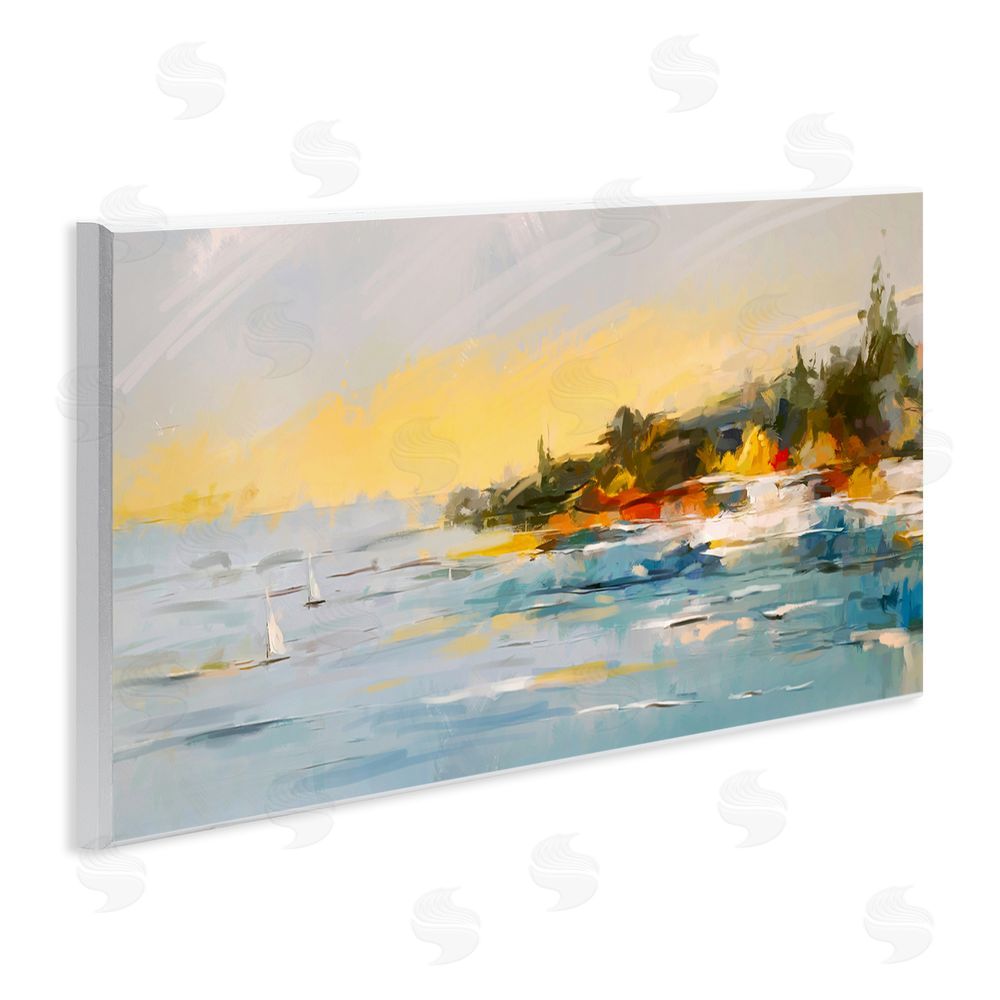 Ziwei Li Boats Ocean Scenery Wooden Wall Plaque Art Print