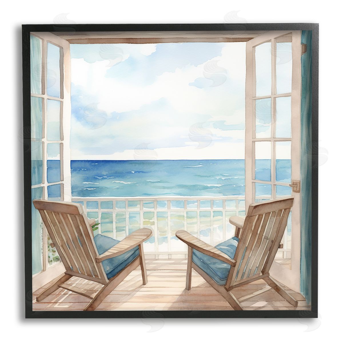 LSR Design Studio Seaside Window View Black Framed Giclee Wall Artside_