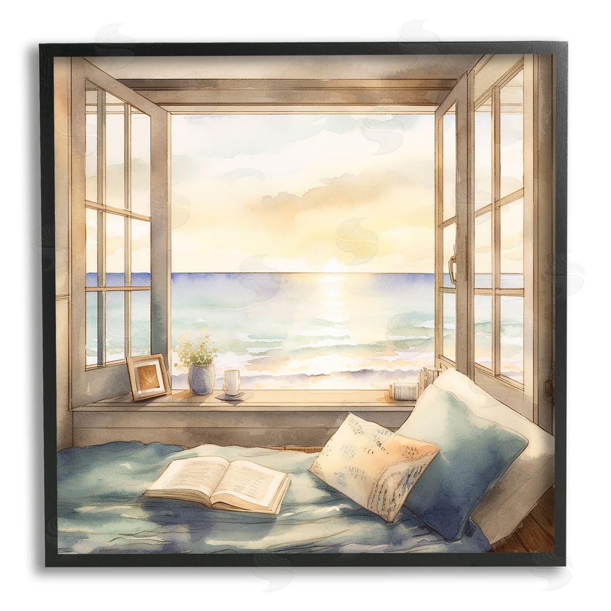 LSR Design Studio Beach Window View Black Framed Giclee Wall Artside_