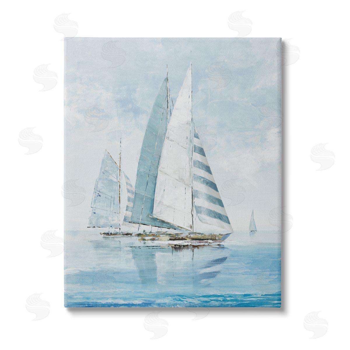 Max Maxx Blue Maritime Sailboats Canvas Wall Art Print