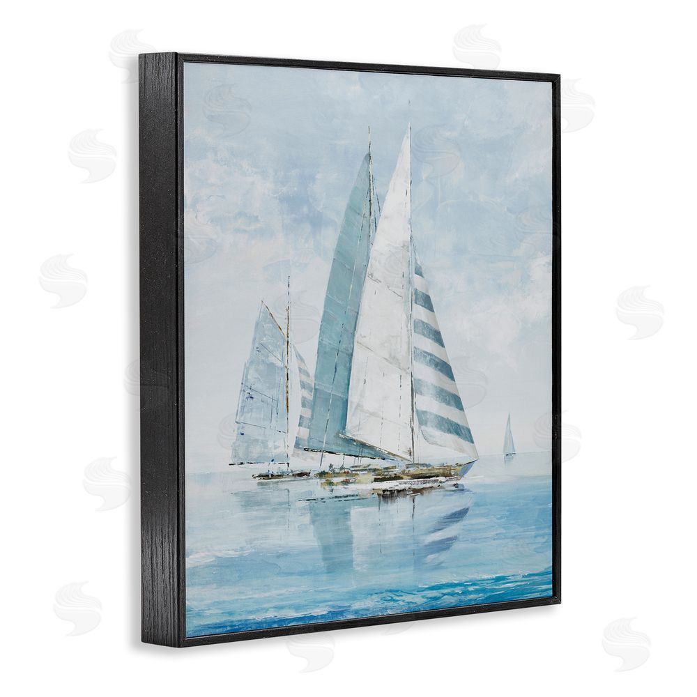 Max Maxx Blue Maritime Sailboats Black Framed Giclee Wall Art Print