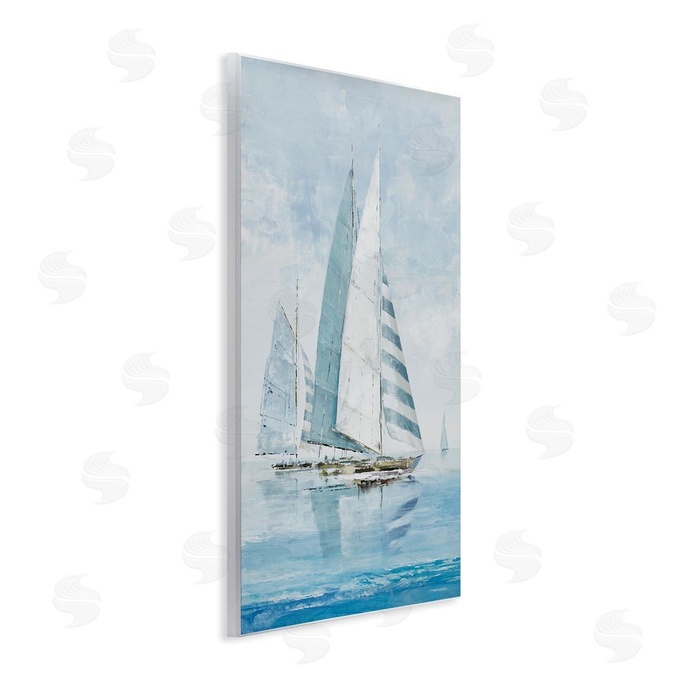 Max Maxx Blue Maritime Sailboats Wooden Wall Plaque Art Print