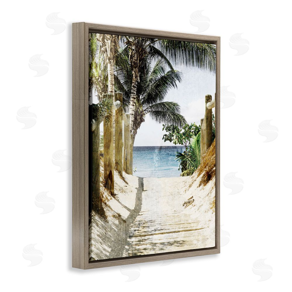 Marcus Prime Tropical Sandy Path Brown Floating Frame Canvas Wall Art Print