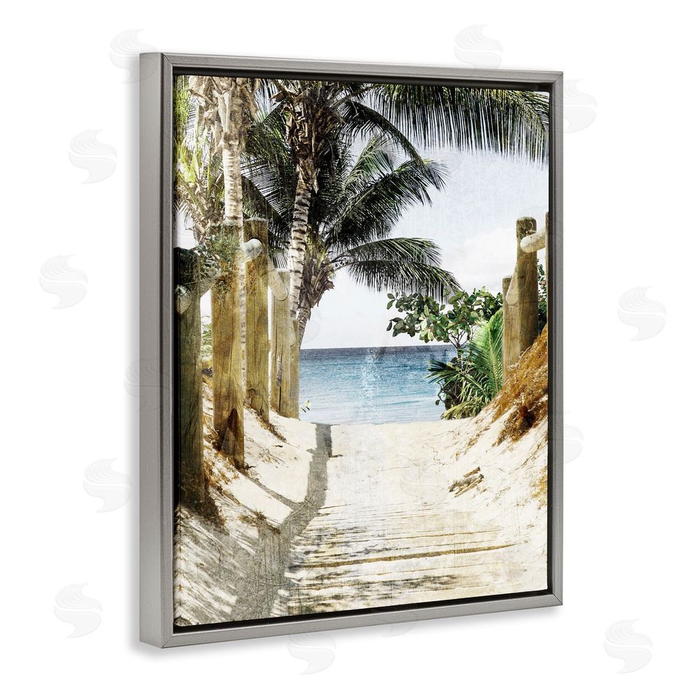 Marcus Prime Tropical Sandy Path Gray Floating Frame Canvas Wall Art Print