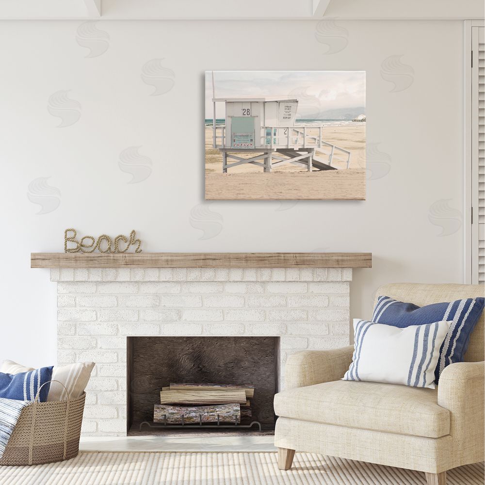 Marcus Prime Lifeguard Hut on Beach Canvas Wall Art Print in Room