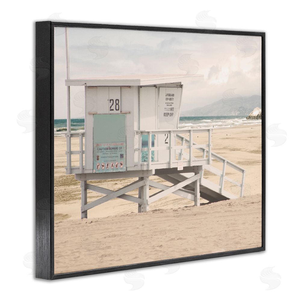 Marcus Prime Lifeguard Hut on Beach Black Framed Giclee Wall Art Print