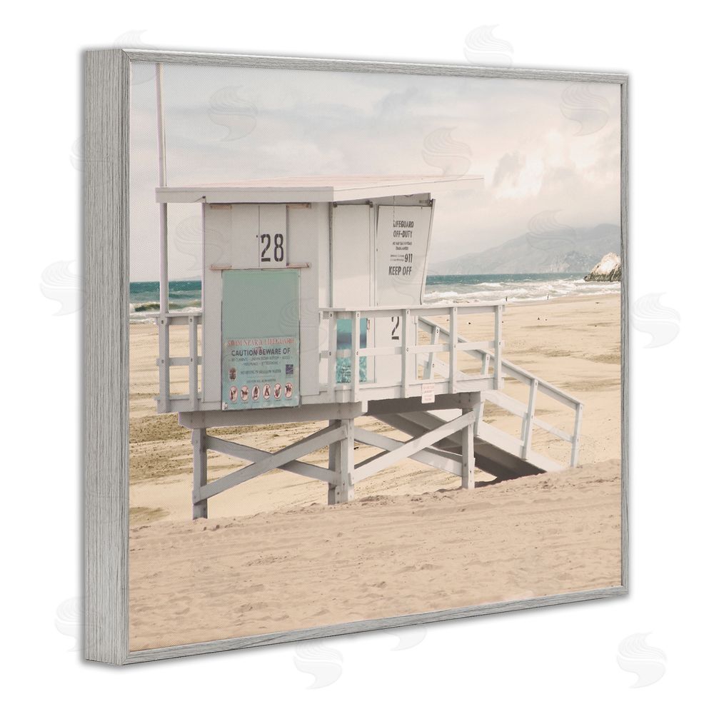 Marcus Prime Lifeguard Hut on Beach Gray Framed Giclee Wall Art Print