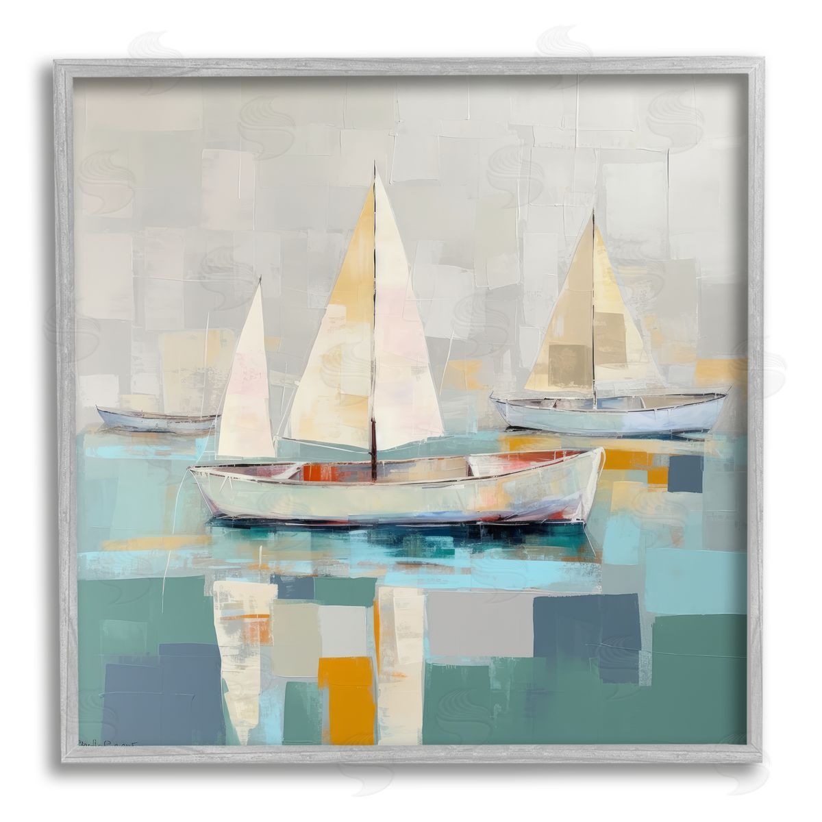 Irena Orlov Modern Maritime Boats Gray Framed Giclee Wall Artside_