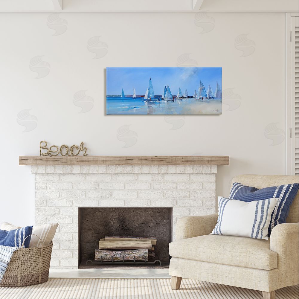 Craig Trewin Penny Sailboat Fleet & Sailors Canvas Wall Art Print in Room