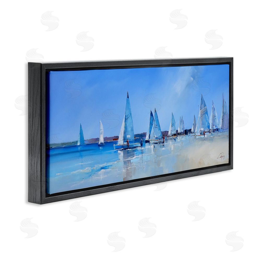 Craig Trewin Penny Sailboat Fleet & Sailors Black Floating Frame Canvas Wall Art Print