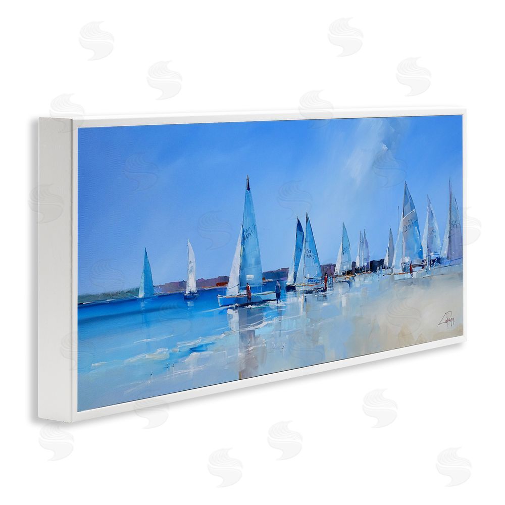 Craig Trewin Penny Sailboat Fleet & Sailors White Framed Giclee Wall Art Print