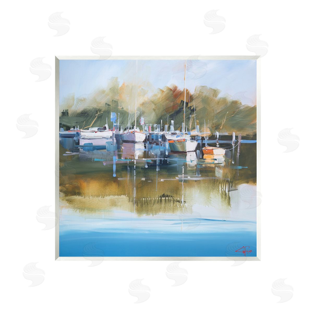 Craig Trewin Penny Boat Marina Painting Wall Plaque Artside_
