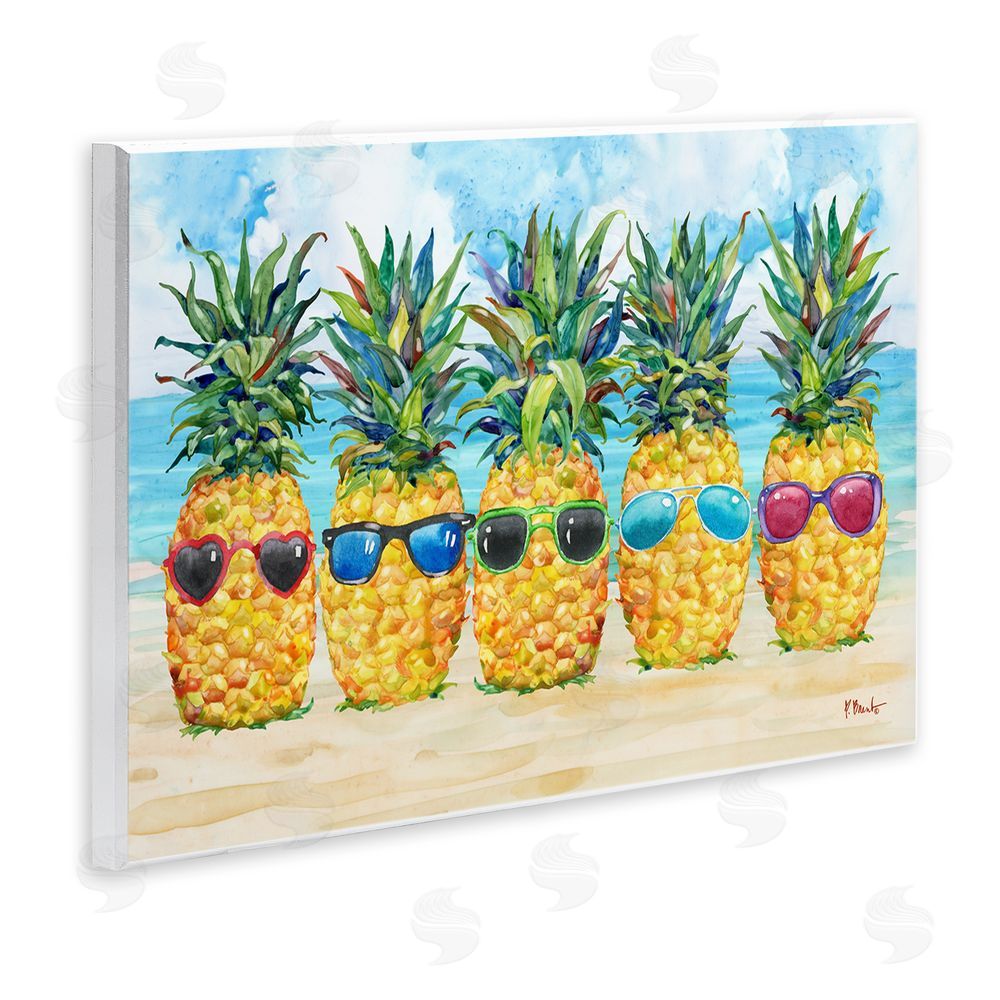 Paul Brent Pineapples & Sunglasses Wooden Wall Plaque Art Print