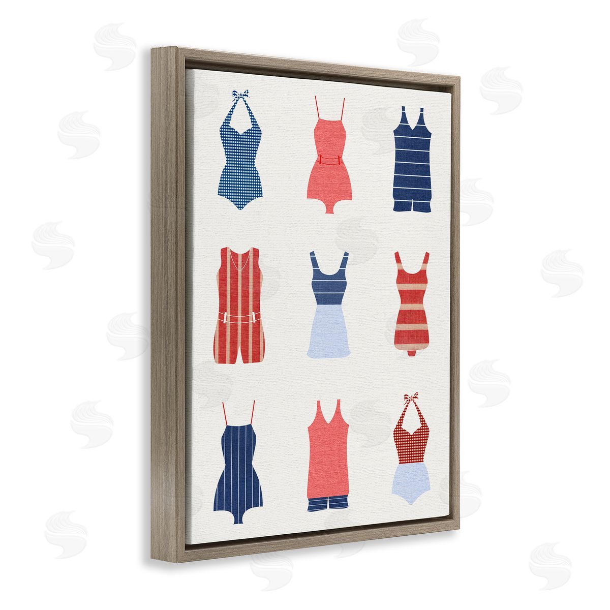 Stupell Studio Vintage Swimwear Fashion Brown Floater Frame Canvas Artside_