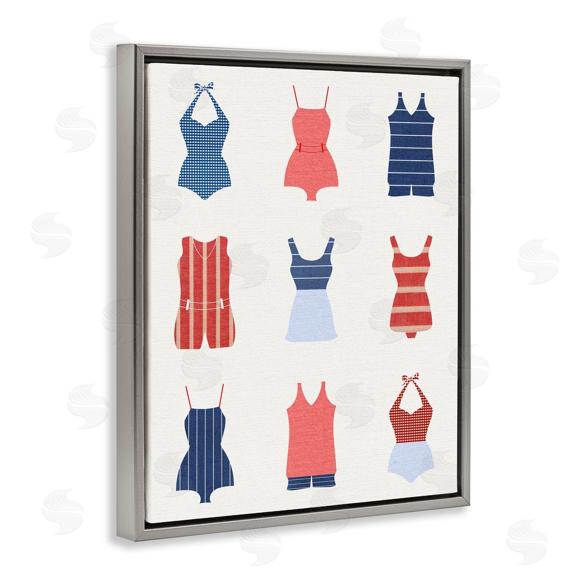 Stupell Studio Vintage Swimwear Fashion Gray Floater Frame Canvas Artside_