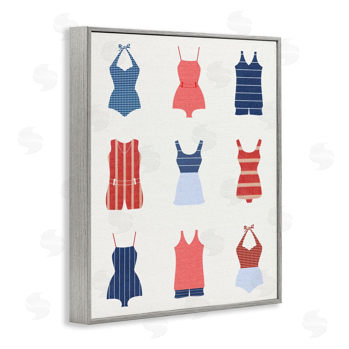 Stupell Studio Vintage Swimwear Fashion Gray Framed Giclee Wall Artside_