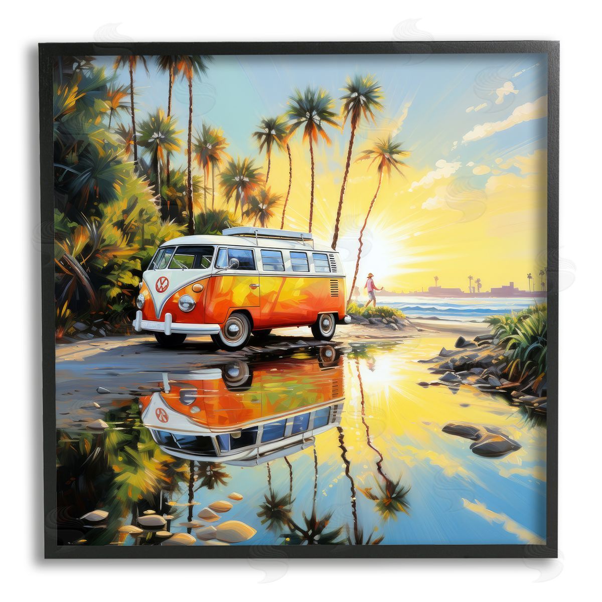 Ray Powers Tropical Summer Van Black Framed Giclee Wall Artside_