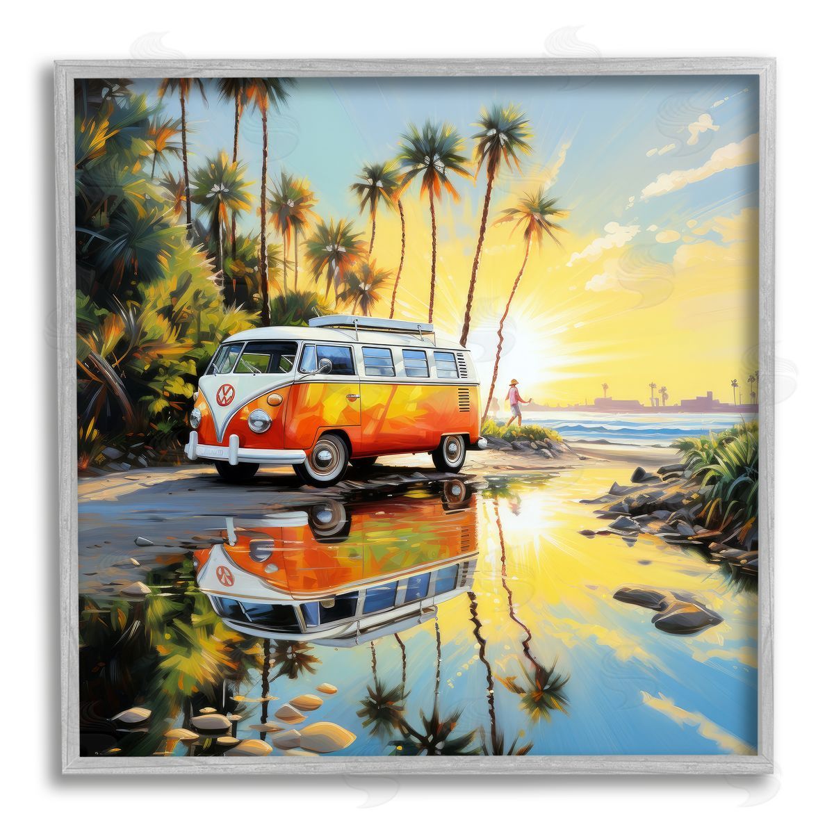 Ray Powers Tropical Summer Van Gray Framed Giclee Wall Artside_