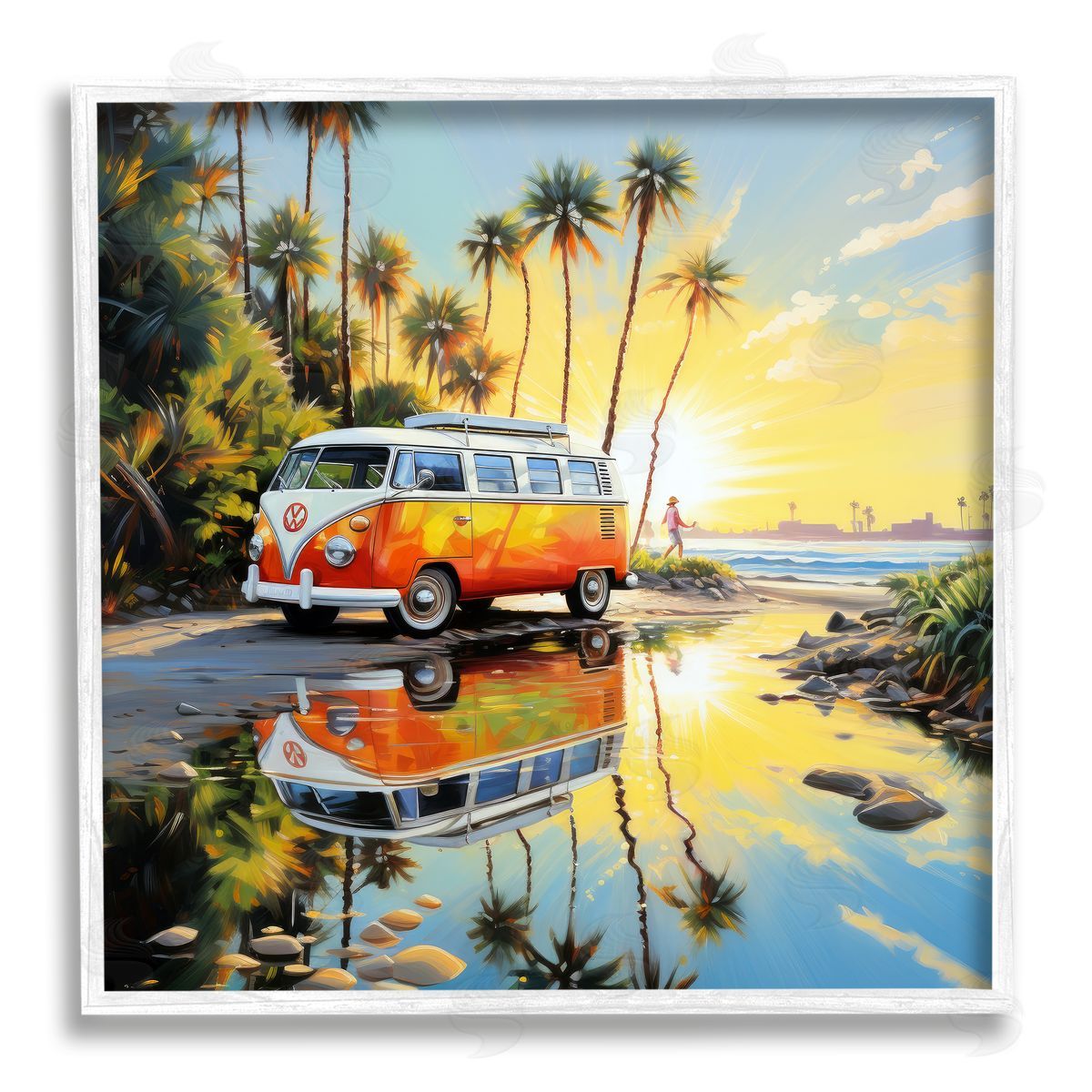 Ray Powers Tropical Summer Van White Framed Giclee Wall Artside_