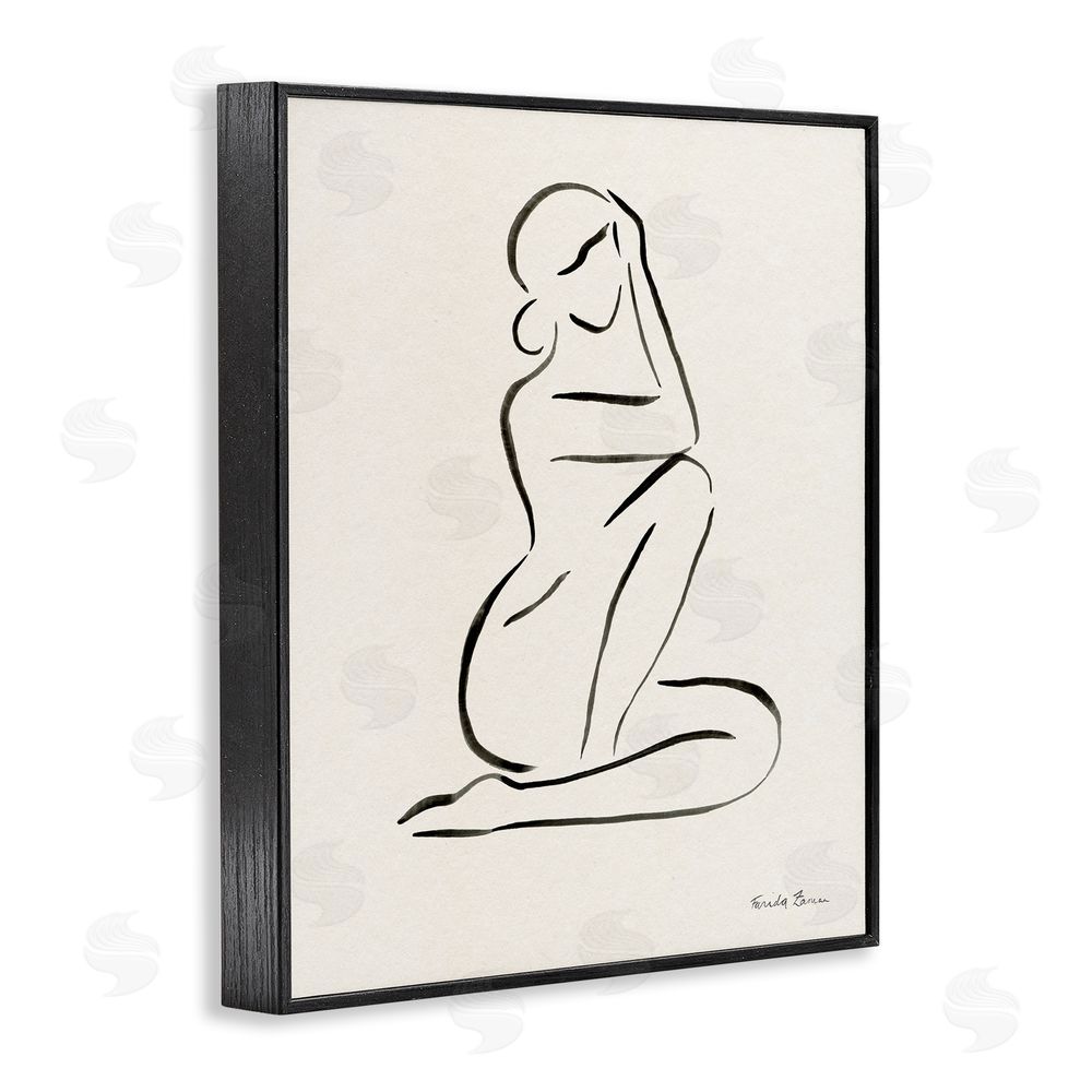 Farida Zaman Minimal Nude Woman Black Framed Giclee Wall Art Print