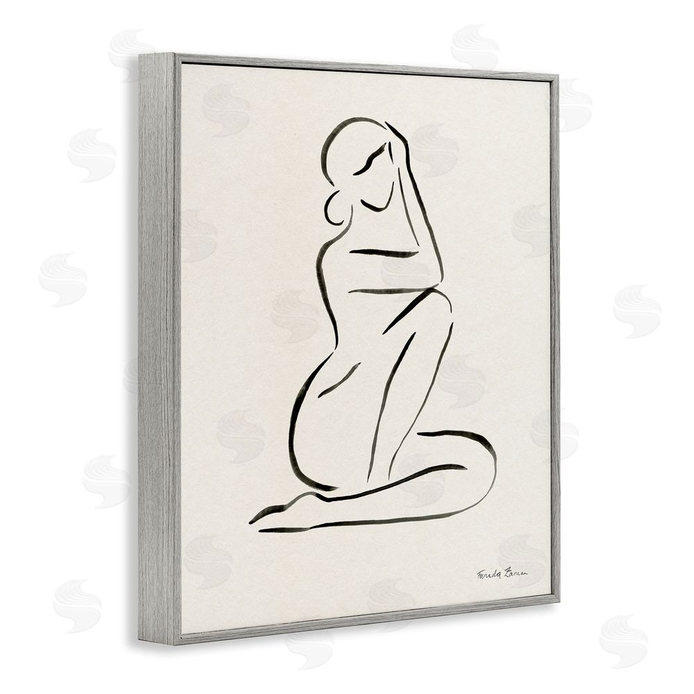 Farida Zaman Minimal Nude Woman Gray Framed Giclee Wall Art Print