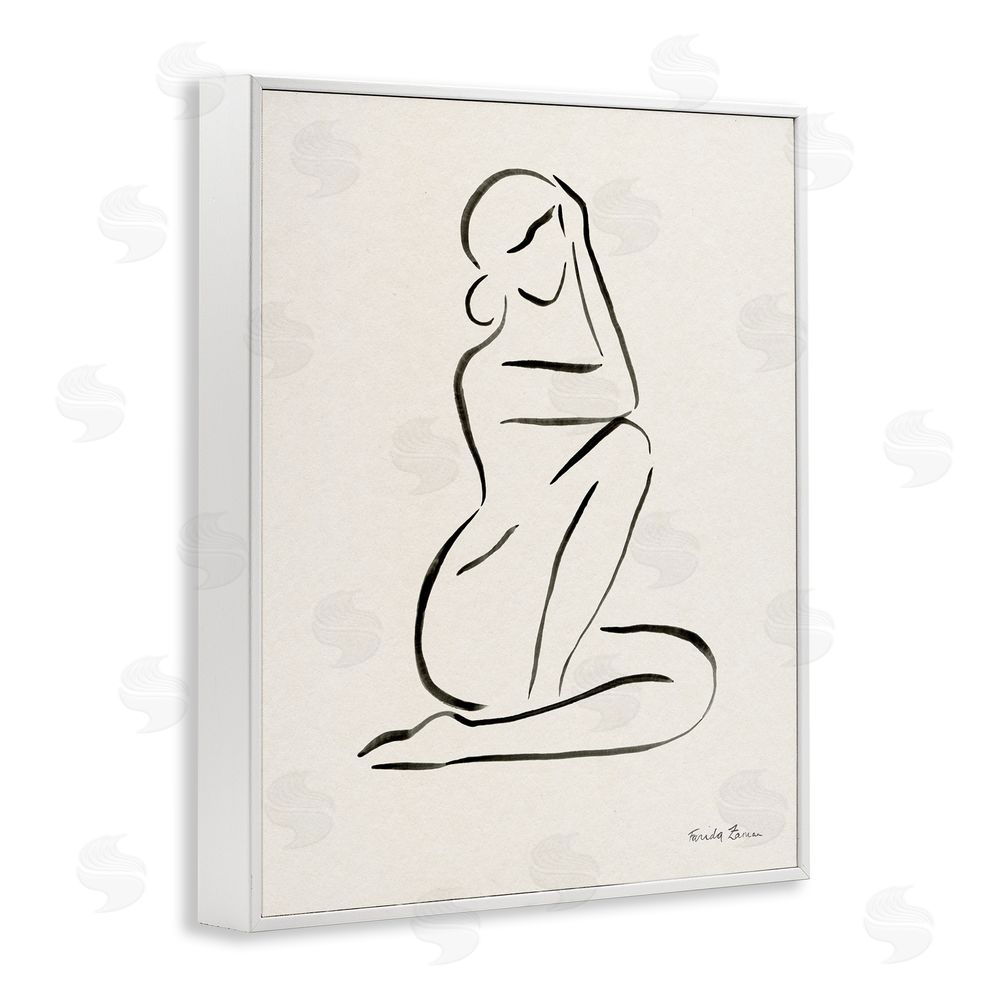 Farida Zaman Minimal Nude Woman White Framed Giclee Wall Art Print