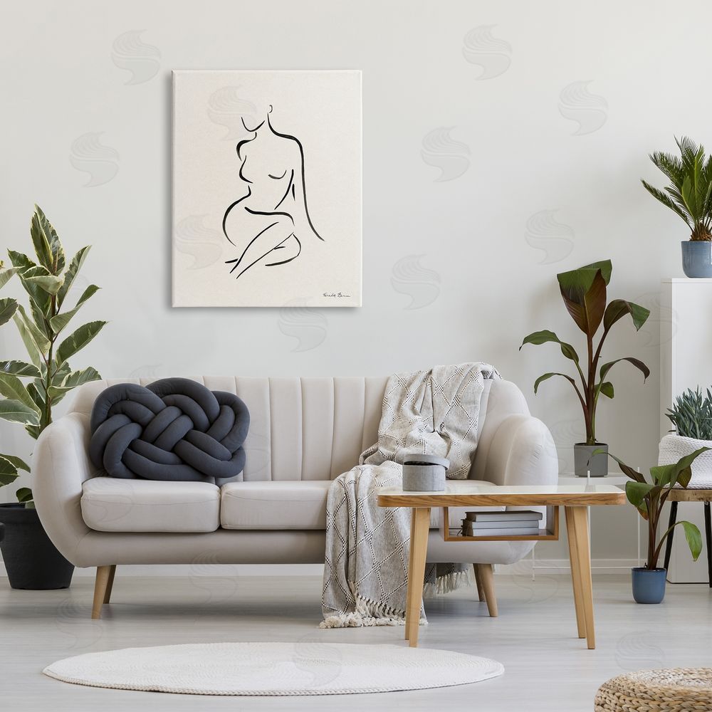 Farida Zaman Minimal Nude Outline Canvas Wall Art Print in Room