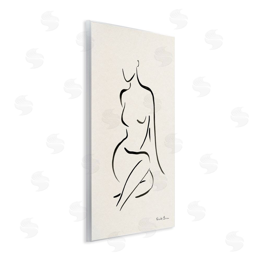 Farida Zaman Minimal Nude Outline Wooden Wall Plaque Art Print