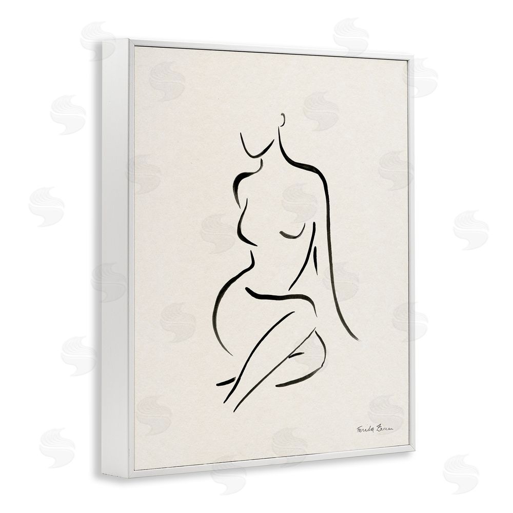 Farida Zaman Minimal Nude Outline White Framed Giclee Wall Art Print