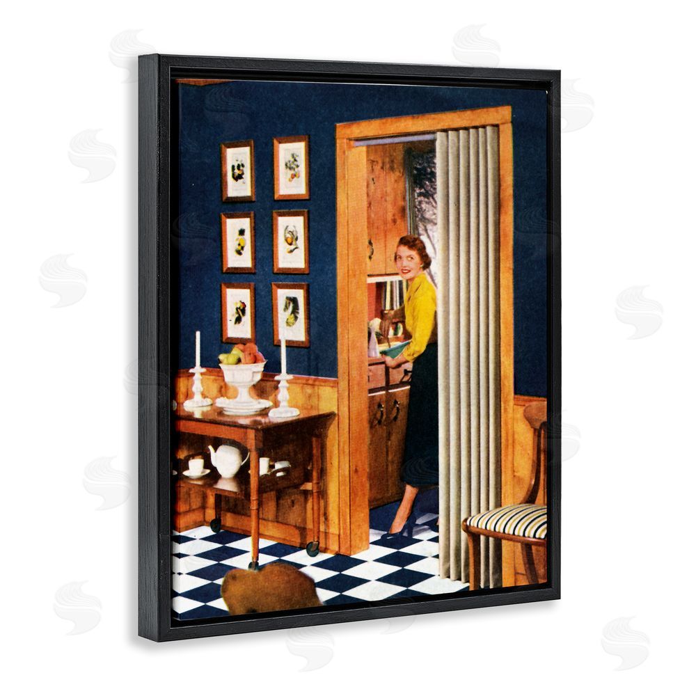 Kathy Alper Vintage Woman Scenery Black Floating Frame Canvas Wall Art Print