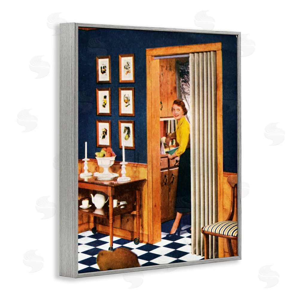 Kathy Alper Vintage Woman Scenery Gray Framed Giclee Wall Art Print