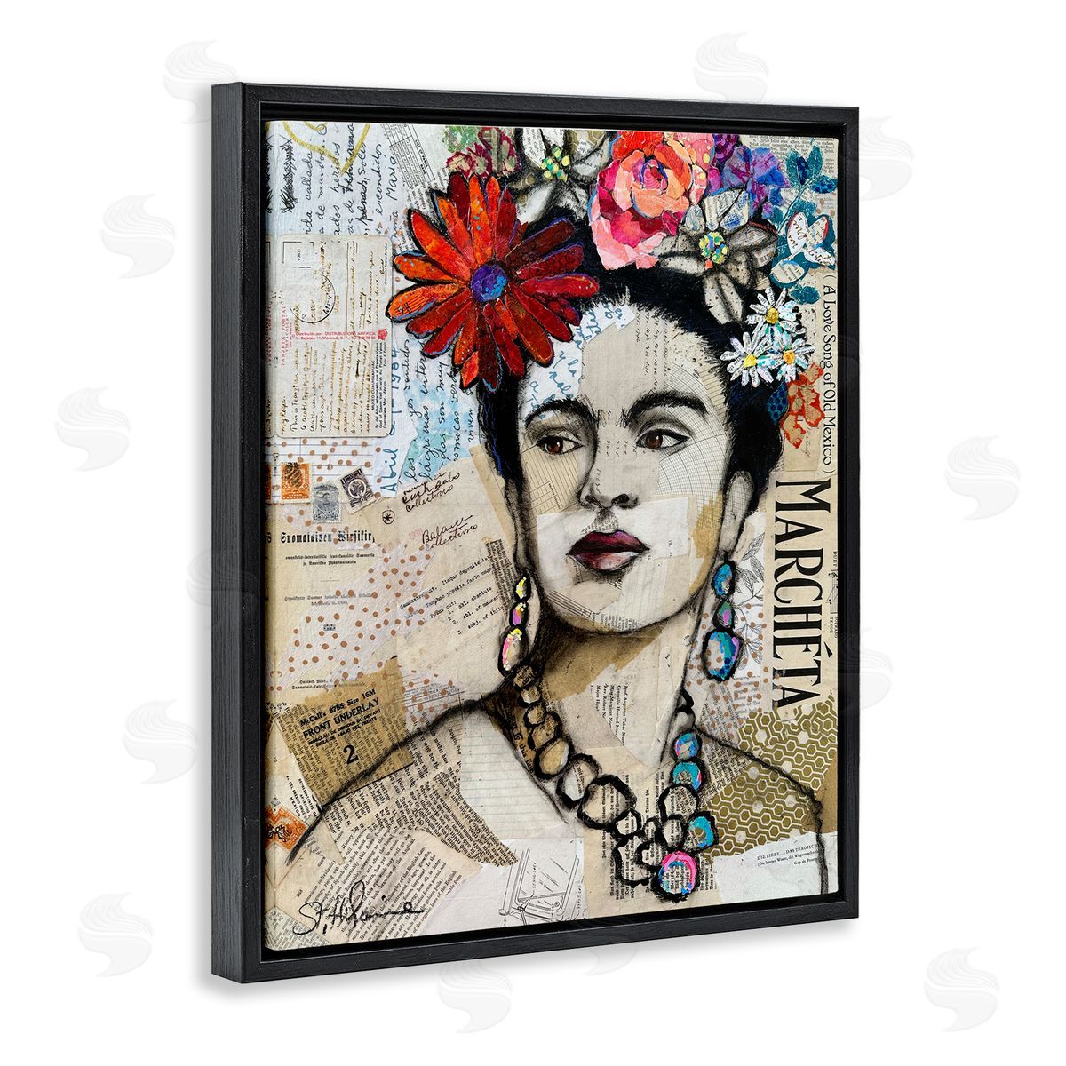 Elizabeth St. Hilaire Fabulous Frida Kahlo Black Floater Frame Canvas Artside_