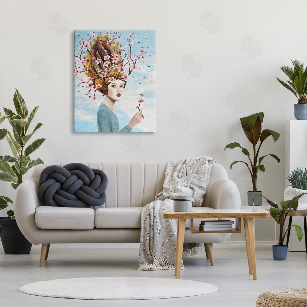 Paula Belle Flores Cherry Blossom Girl Canvas Wall Art Print in Room