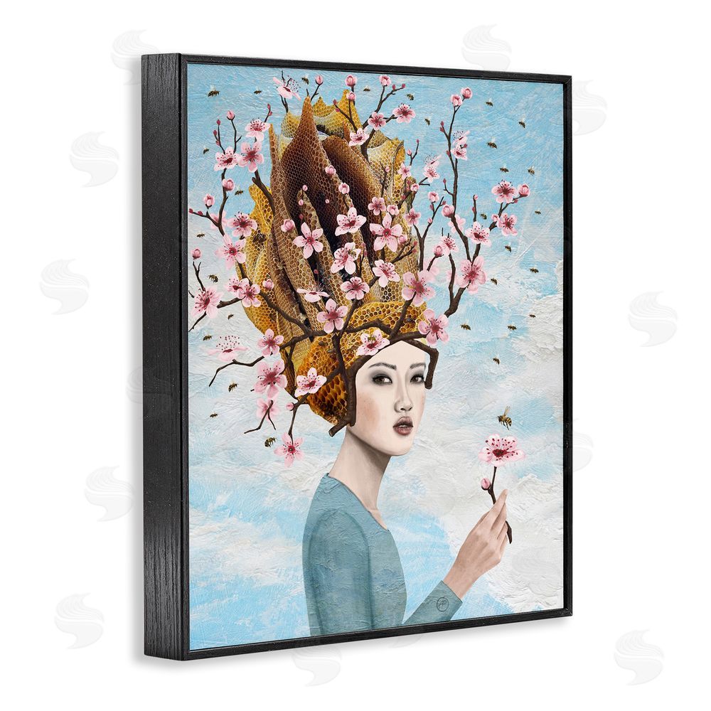 Paula Belle Flores Cherry Blossom Girl Black Framed Giclee Wall Art Print