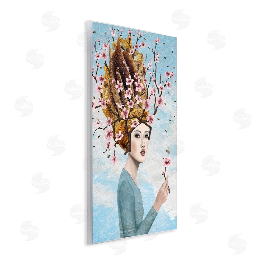 Paula Belle Flores Cherry Blossom Girl Wooden Wall Plaque Art Print