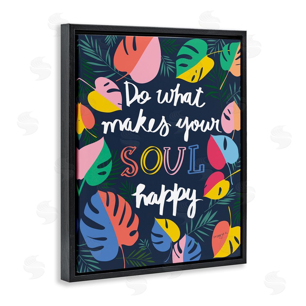 Pragya Kothari Happy Soul Phrase Black Floating Frame Canvas Wall Art Print
