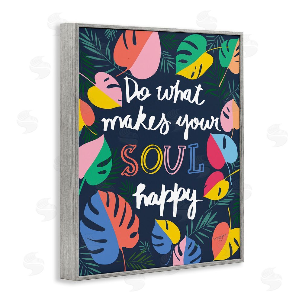 Pragya Kothari Happy Soul Phrase Gray Framed Giclee Wall Art Print