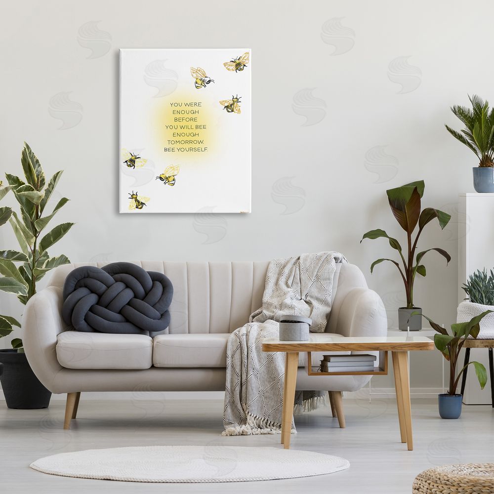Amelia Noyes Bee Yourself Phrase Canvas Wall Art Print in Room