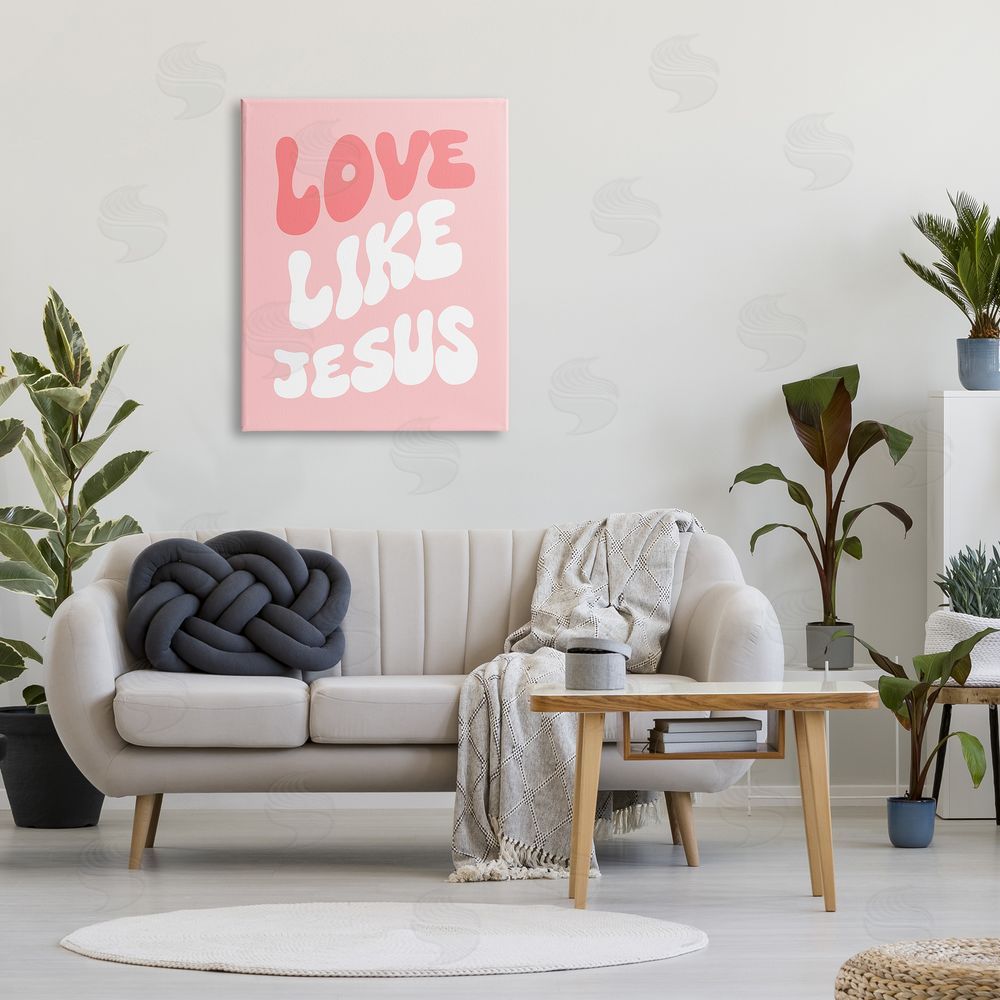 Stupell Studio Love Like Jesus Retro Canvas Wall Art Print in Room