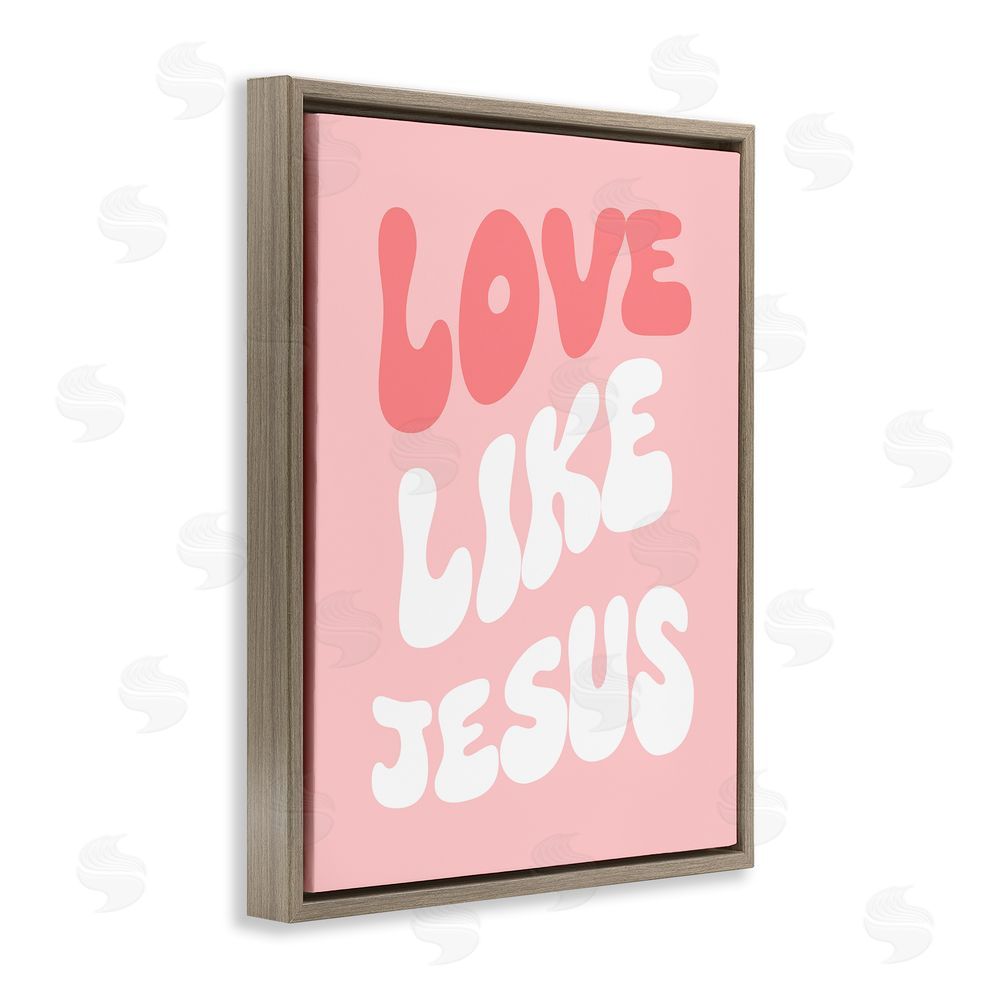 Stupell Studio Love Like Jesus Retro Brown Floating Frame Canvas Wall Art Print