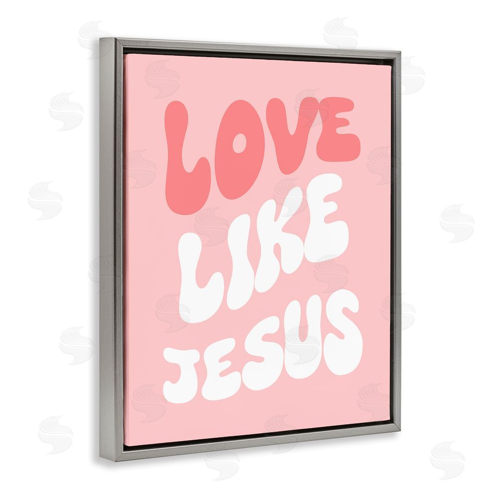 Stupell Studio Love Like Jesus Retro Gray Floating Frame Canvas Wall Art Print