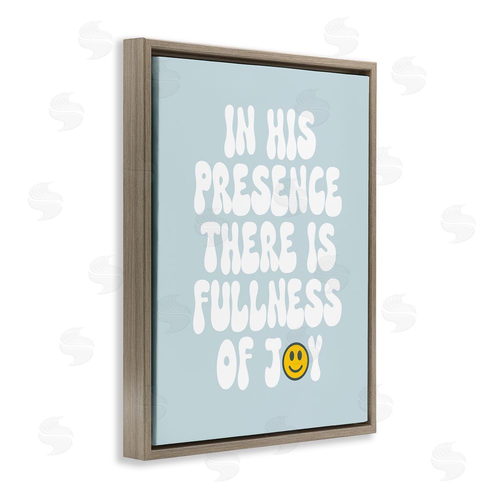 Stupell Studio Blue Religious Phrase  Brown Floating Frame Canvas Wall Art Print