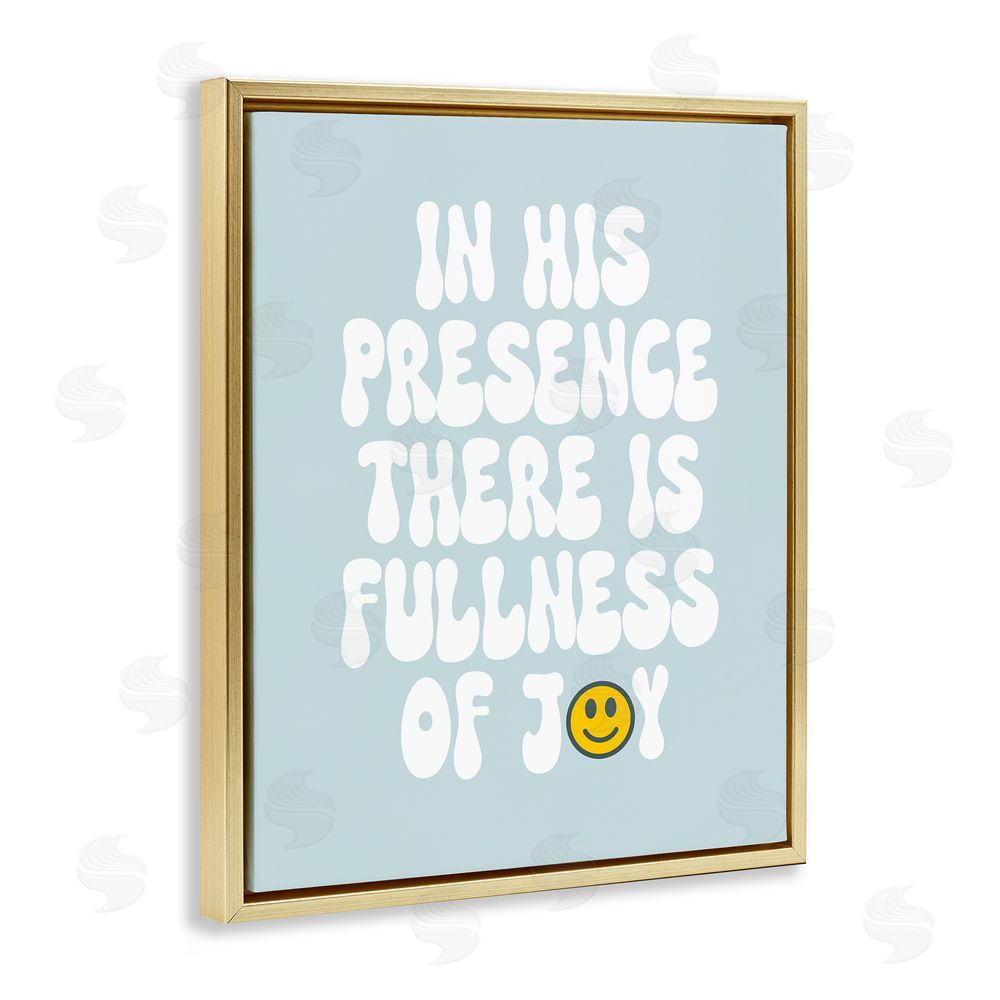 Stupell Studio Blue Religious Phrase  Gold Floating Frame Canvas Wall Art Print
