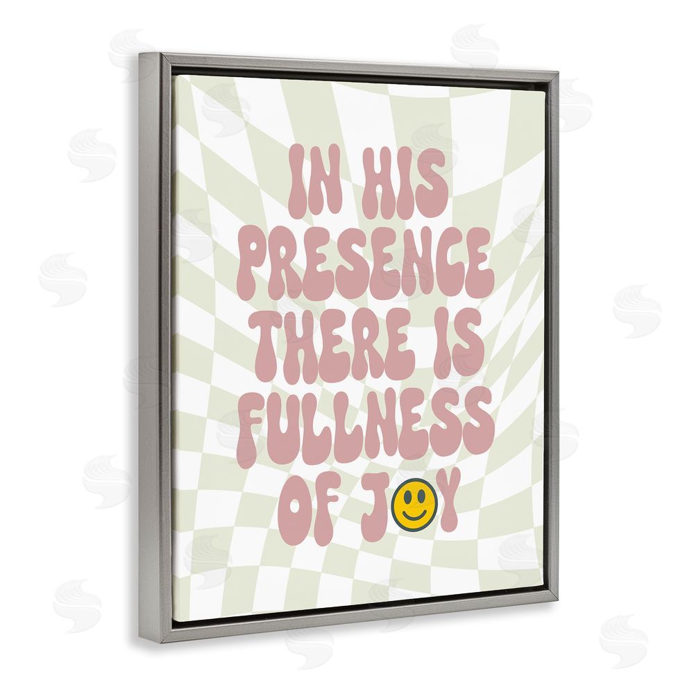Stupell Studio Retro Religious Patterned Gray Floating Frame Canvas Wall Art Print