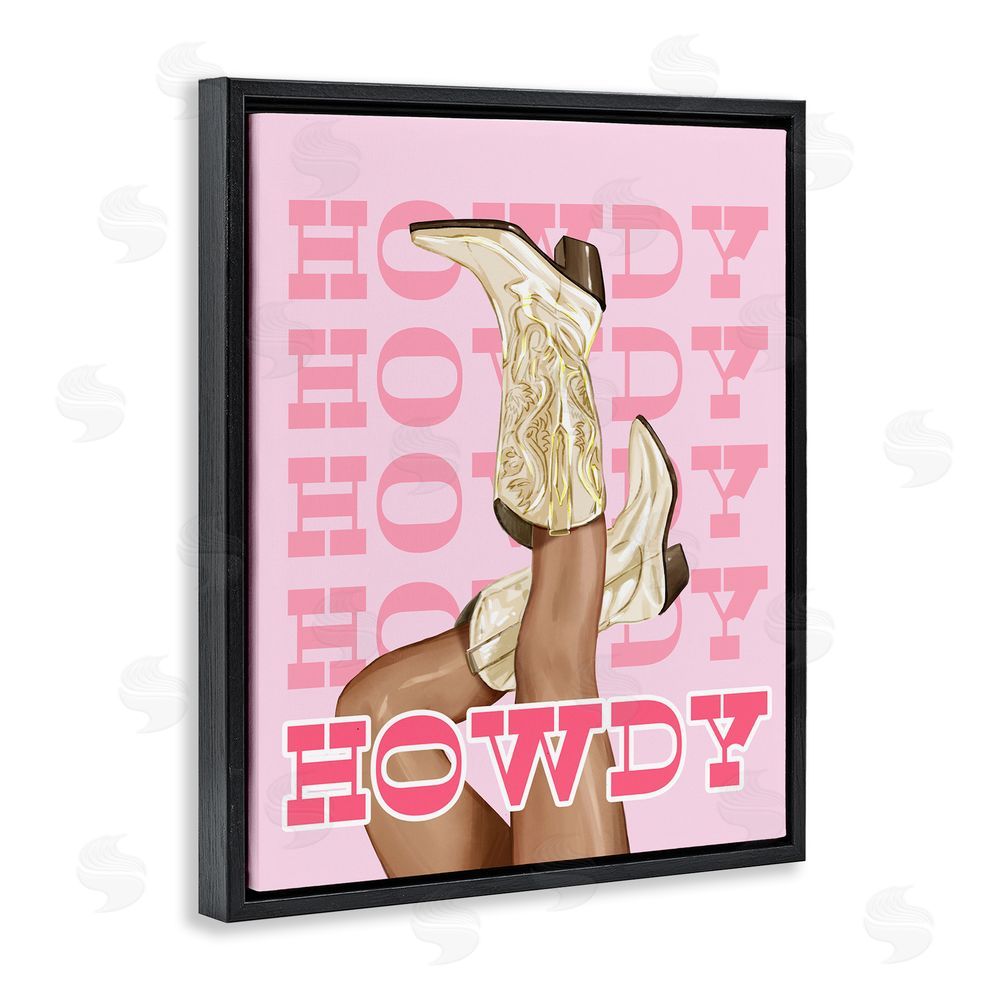 Ziwei Li Howdy Cowgirl Boots Black Floating Frame Canvas Wall Art Print