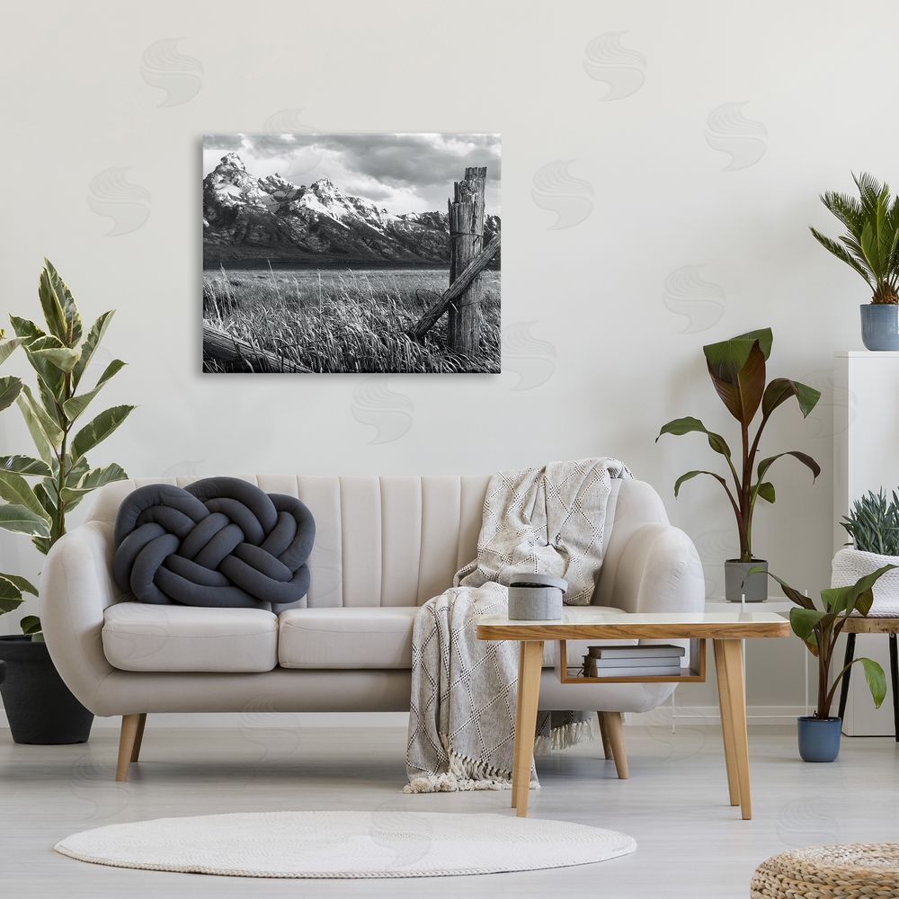 Steve Toole Grassland Fence Photography Canvas Wall Art Print in Room