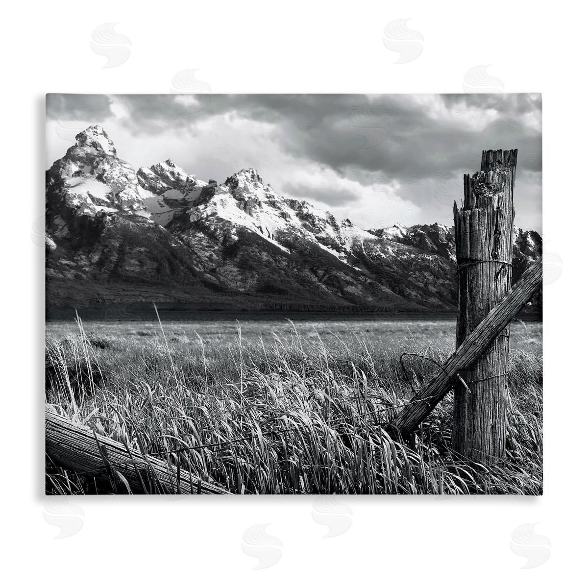 Steve Toole Grassland Fence Photography Stretched Canvas Wall Art Print